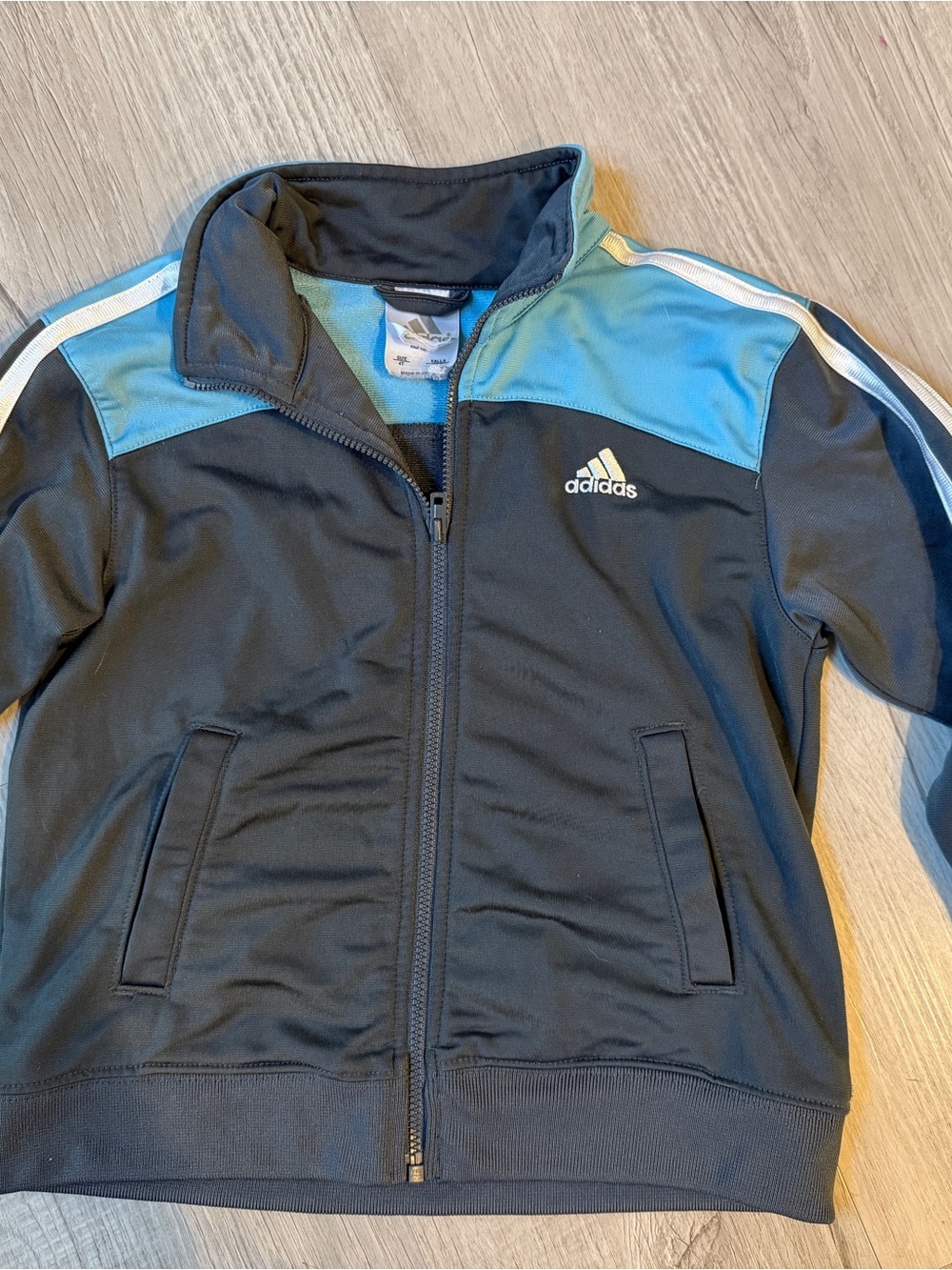 adidas Youth Black and Light Blue Zip-Up Sport Jacket